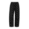 thumbnail image 3 of JIAYUE Women Straight Leg Pants Polka Dot Print Drawstring Elastic Waist Side Pockets Loose Trousers for Street Daily Casual, 3 of 6