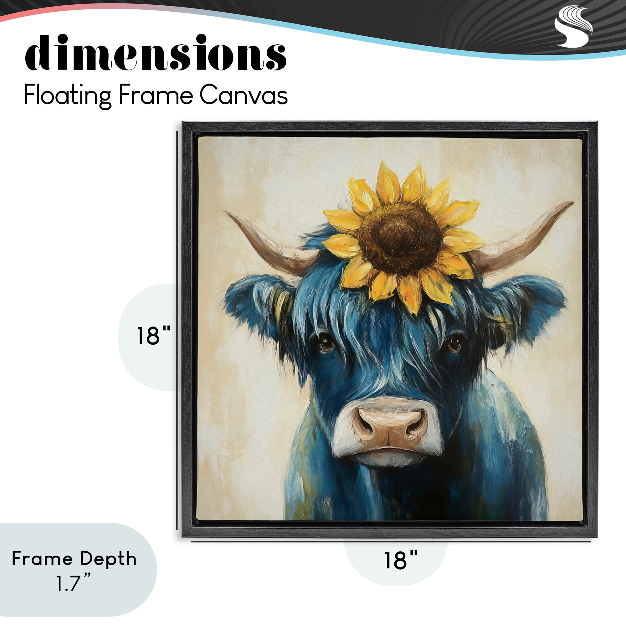 Stupell Industries Pastoral Sunflower Highland Black Framed Floater Canvas Wall Art, design by Tina LeCour