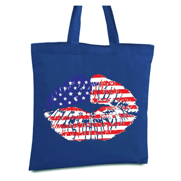 Awkward Styles American Flag Lips Canvas Tote Bag USA Kiss Book Bag Patriotic Gifts for Men and Women USA Lips Shopping Bag American Flag Reusable Shopper Bag USA Gifts Cute 4th of July Tote Bag