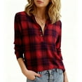 thumbnail image 3 of Flannel Shirt Women Button Front V-Neck Pullover Plaid Shirts Christmas Casual Long Sleeve Fall Flannels Tops, 3 of 8