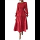 thumbnail image 1 of Vestidos de Invitada de Boda de Otoño para Mujer, con Mangas Largas Abullonadas, Fruncido, Cuello Redondo, Informal, Escalonado, Corte A, Vestido Fluido Rojo S, 1 of 7