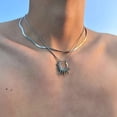 thumbnail image 3 of COOLHOOD Sun God Double Necklace Sun Layered Choker Jewelry for Men Women Steel Necklace Birthday Party, 3 of 3