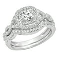 thumbnail image 1 of Dazzlingrock Collection 1.00 Carat (ctw) 14K White Diamond Swirl Bridal Halo Engagement Ring Set 1 CT, White Gold, Size 5, 1 of 1