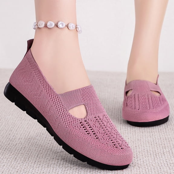 Domzle Orthopedic Shoes for Women 2026 Slip-On Flats Wide Toe Box Casual Sneakers Walking Shoes Non Slip All Season Pink 40