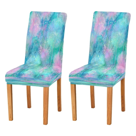 Chair Cover 2 Pack Removable Dining Chair Protectors Washable Chair Slipcovers Seat for Home Wedding Decor Tie-dye Dandelions Pattern