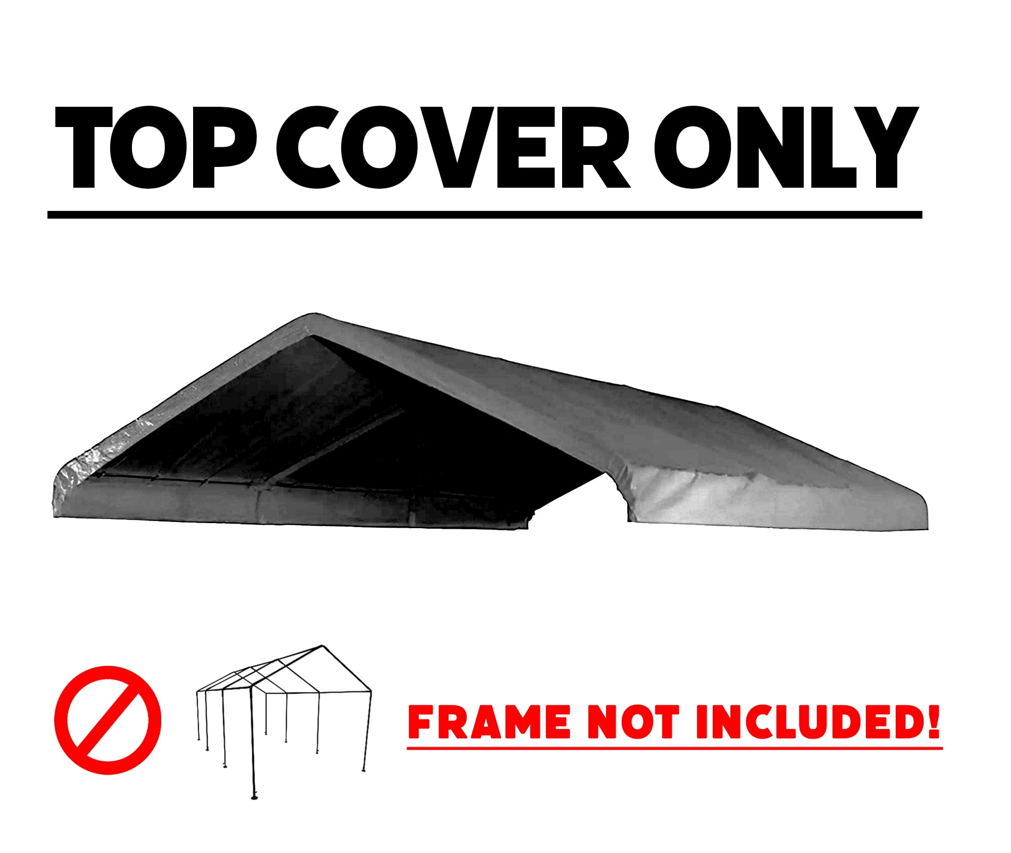 12' X 20' Canopy Replacement Cover - for Frames 10' W X 20' L (See Diagram) Silver Carport Replacement Top