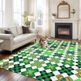 thumbnail image 2 of 6'x9' Area Rugs, Saint Patrick's Day Indoor Outdoor Area Rug for Living Room Bedroom, Green Plaid Clovers Geometric Washable Bathroom Rugs Kitchen Floor Carpet Mats Home Decor Aesthetic, 2 of 8