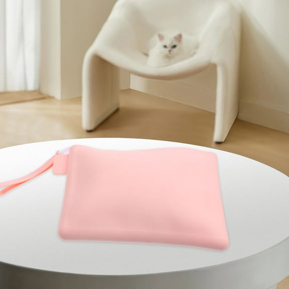 FONDOTIN 1Pack Silicone Storage Bag Pink Rectangular Shape for Organizing Small Items