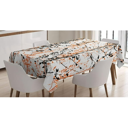 

Modern Tablecloth Forest Illustration with Trees Silhouettes Branches Hand Drawn Print Dining Room Kitchen Rectangular Table Cover 60 X 84 Orange Black