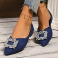 thumbnail image 4 of Blue Women'S Foreign Trade Suede Pointed Toe Diamond Buckle Flat Shoes Ideal For Indoor Activities And Comfort, 4 of 9