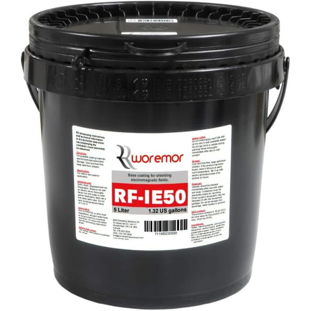 RF-IE50 EMR Shielding Paint - Blocks RF RFID Bluetooth Cell Towers and Smart Meters Signals (Black, 5 Liters)
