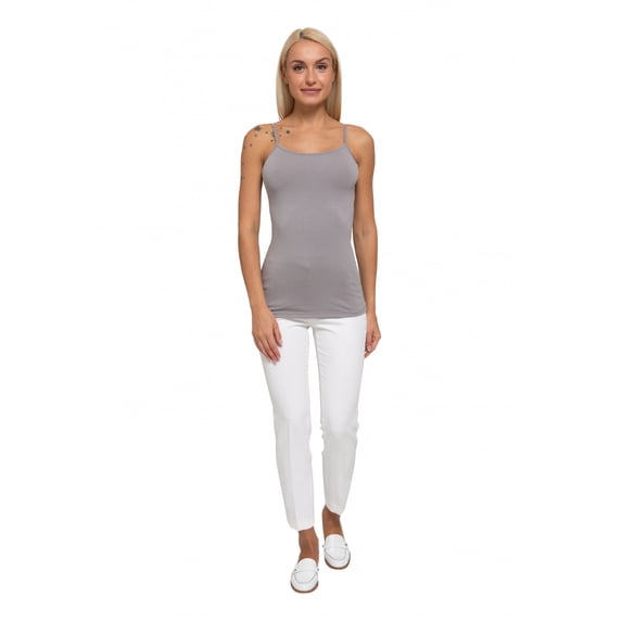 Women's Top Camisole Scoopneck with Straps, L, Taupe Grey, by Ambesonne