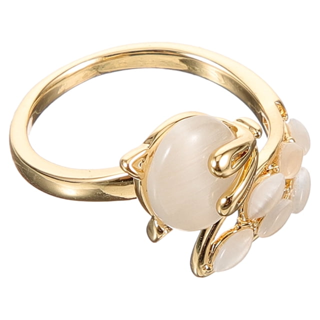 WASHWEPE Anillo Ajustable Dorado Con Piedra Y Detalles De Para Mujer