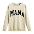 thumbnail image 4 of DeHolifer Mama Sweatshirt Women Funny Mama Letter Print Graphic Mom Life Long Sleeve Crewneck Pullover Shirt Loose Tops Khaki S, 4 of 5