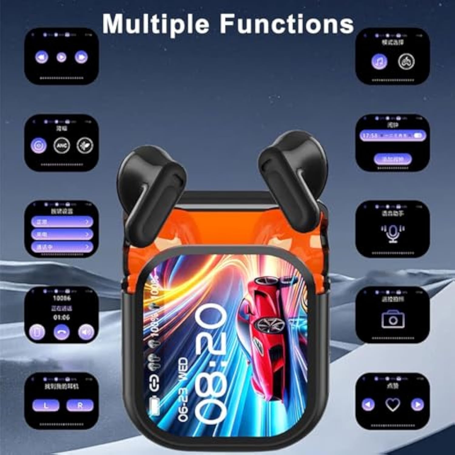 2PCS Ne20 Earbuds, NE20 Wireless Headphones, Ne20 Translation Earbuds, with 140 Language AI Translator Real Time, Bluetooth 6.0 Earphone, LCD Touch Screen, IPX6 Waterproof for Travel Business