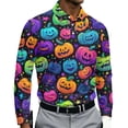 thumbnail image 3 of FOPSUFGWFO T-shirts For Men Halloween Funny Shirt Long Sleeve Lightweight Daily Wear Fall Winter Tops With Pumpkin Bat Print Purple M, 3 of 4