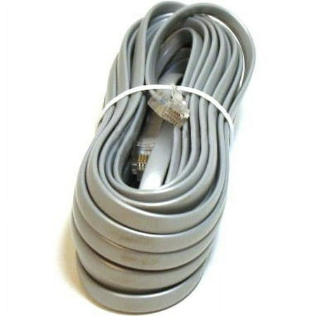 UPC: 0844660009429 | Monoprice Phone cable – 25 Feet – Silver Satin Color RJ12 Connectors (6P6C) Straight Flat Cable Body For Data
