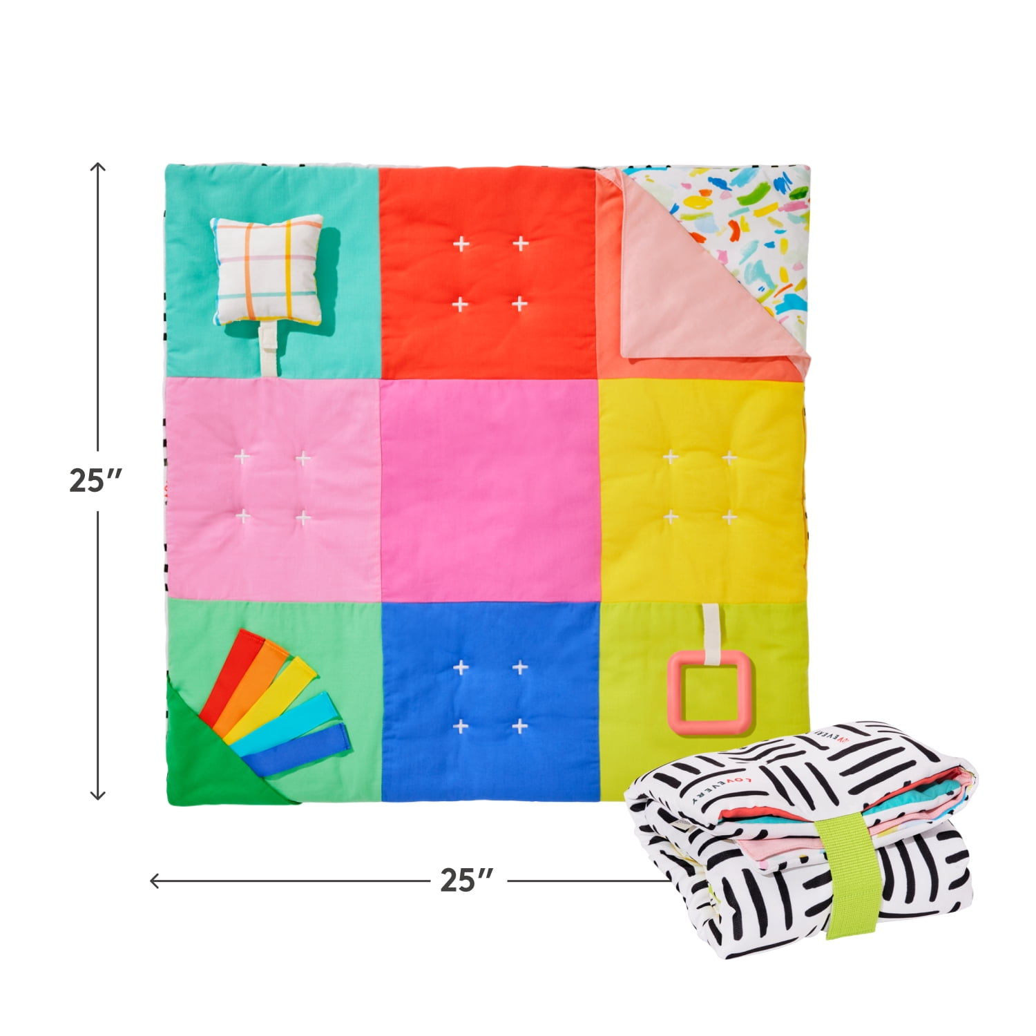 Lovevery, Anytime Activity Mat, On-The-Go Play Mat for Baby, Play Mat for Tummy Time, Lightweight, Easy to Store and Travel, 0+ Months