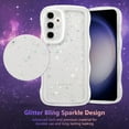 thumbnail image 3 of for Samsung Galaxy A14 4G/5G Case 6.6",Cute Curly Wave Case with Star Glitter,Clear Shiny Bling Soft TPU Shockproof Phone Protecive Case for Women Girls-White, 3 of 18