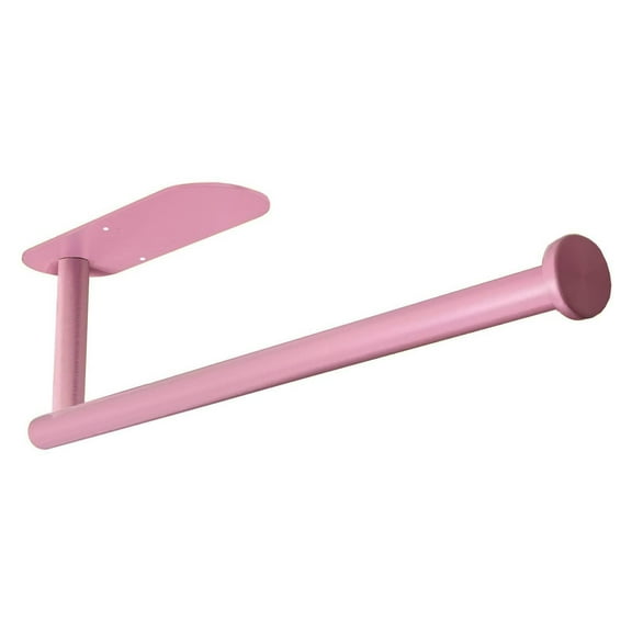 Wall mounted paper towel holder, adhesive or screw installation, rustproof stainless steel, compact kitchen organizer, matte pink