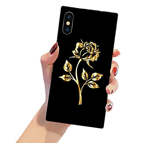 Hdtst Square Edge Iphone Xr Case Gold Rose Iphone Xr Cases For Women Girls Hard Pc Pattern Design Back Cover Soft Tpu Bumper Frame Support Case For Iphone Xr Gold Rose Flowers Walmart Com