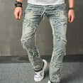 thumbnail image 5 of ZQUUVOU Men's Ripped Jeans Loose Fit Distressed Jean Relaxed Skateboard Denim Pants with Holes Light Blue, 5 of 9