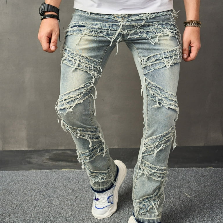 ZQUUVOU Men's Ripped Jeans Loose Fit Distressed Jean Relaxed