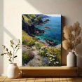 thumbnail image 6 of Coastal Cliff Flowers Oil Canvas Print, Wall Decor for Living Room Bedroom Dining Room Office Hotel Lobby, 6 of 8