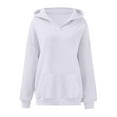 thumbnail image 5 of Htigea Womens Oversized Hoodies Thin Fleece Hooded Sweatshirts Casual Long Sleeve Pullover Tops with Pocket White XXL, 5 of 5