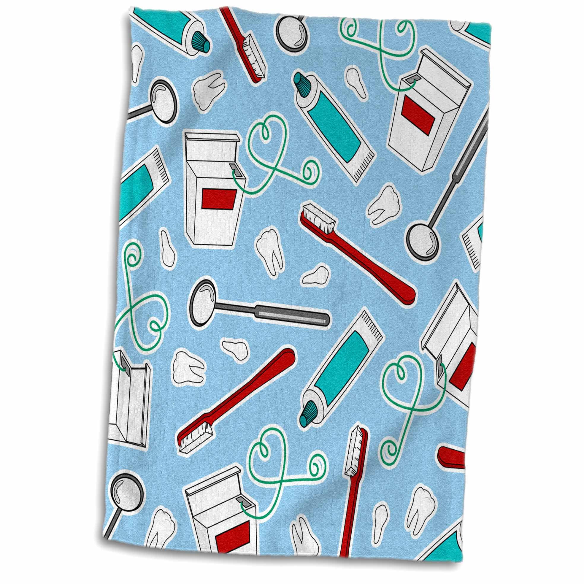 3dRose Cute Dentist Dental Hygienist Print Blue Towel, 15 by 22inch