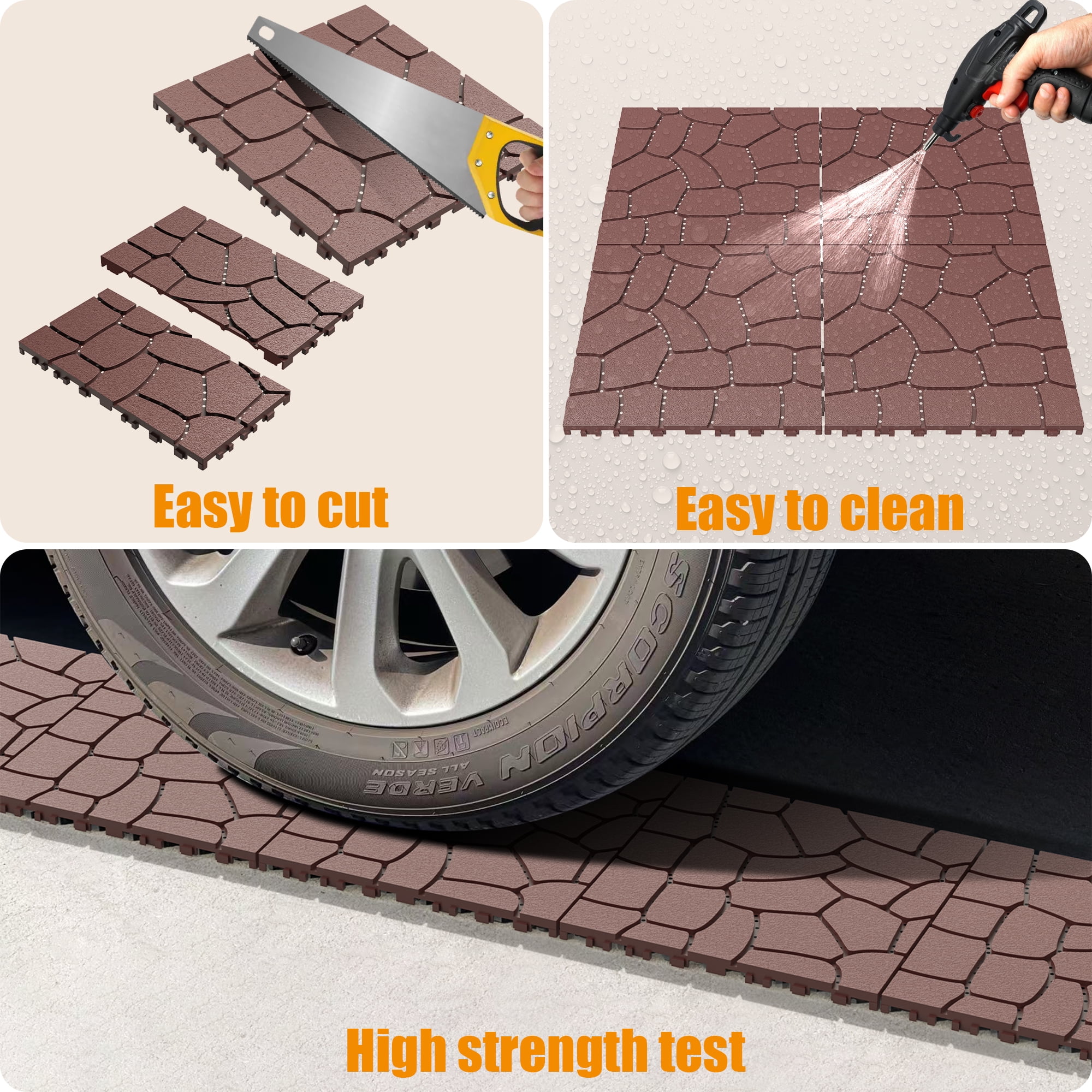 Interlocking Deck Tiles 12x12 Inch Outdoor Flooring, Waterproof PP Patio Floor Tiles DIY