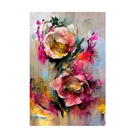 Canvas Wall Art - Treechild 'Wild Roses' Wall Art for Living Room, Bedroom, or Office D?cor by Trademark Fine Art - 12 x 19 Inches