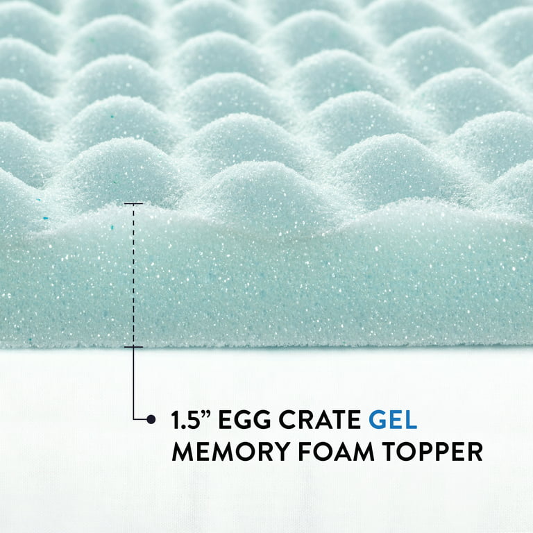 Mellow 4 inch Cooling Gel Egg Crate Memory Foam Mattress Topper, Queen