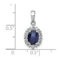 thumbnail image 4 of Sterling Silver Rhodium-plated Polished Lab Created Sapphire and CZ Oval Halo Pendant, 4 of 4