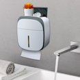 thumbnail image 6 of Toilet Paper Holder, Double Paper Towel Box, Stainless Steel Shelf, 2 Layer Drawer, Wall Mounted Storage for Bathroom, Kitchen, Vanity, Gray Plastic, by FAJHHA, 6 of 8