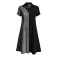 thumbnail image 5 of Odbmxy Midi Dress for Women Summer Short Sleeve Collared Sundress Loose Tunic Plaid Fancy Sheath Everyday Women Dresses, 5 of 6