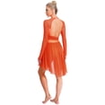 thumbnail image 5 of Aislor Womens Contemporary Lyrical Dance Long Sleeve Rhinestone Backless Ballet Dancewear Leotard Dress Orange XXL, 5 of 7