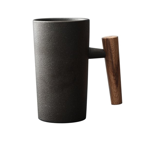 Ceramic Coffee Mug,Earth Mugs Hand Made Ceramic Coffee Mug Retro Stoneware with Wooden Handle 201-300Ml Capacity Family and Ideal for Office and Home,The Office Mug,Unique Coffee Mugs
