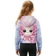 thumbnail image 2 of Xoenoiee Axolotl Tree Tie Dye Print Girls Zip Up Hoodie Long Sleeve Cute Cropped Sweatshirt Kids Crop Top Pullover Fall Outfits with Front Pocket, 5-6 Years, 2 of 7