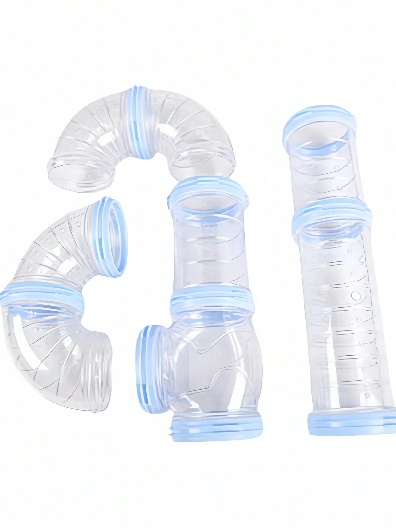 One Set Large Expandable Transparent Hamster Tube Tunnel Toy DIY Modular Connecting Pipe System for Cage Decoration Upgrade Small Pet Enrichment Activity Blue