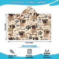 thumbnail image 2 of Pug and Footprint Hooded Bath Towel，50"x30" for Ages 3 To 12 Kids, Quick Dry Lightweight Soft Microfiber Hood Beach Towel Cover Up for Kids, 2 of 7