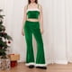 thumbnail image 1 of Disfraz de Navidad para mujer, disfraz de Papá Noel, disfraz de felpa con retazos, top de tubo sin tirantes, pantalones largos de cintura elástica, disfraz de fiesta, 1 of 4