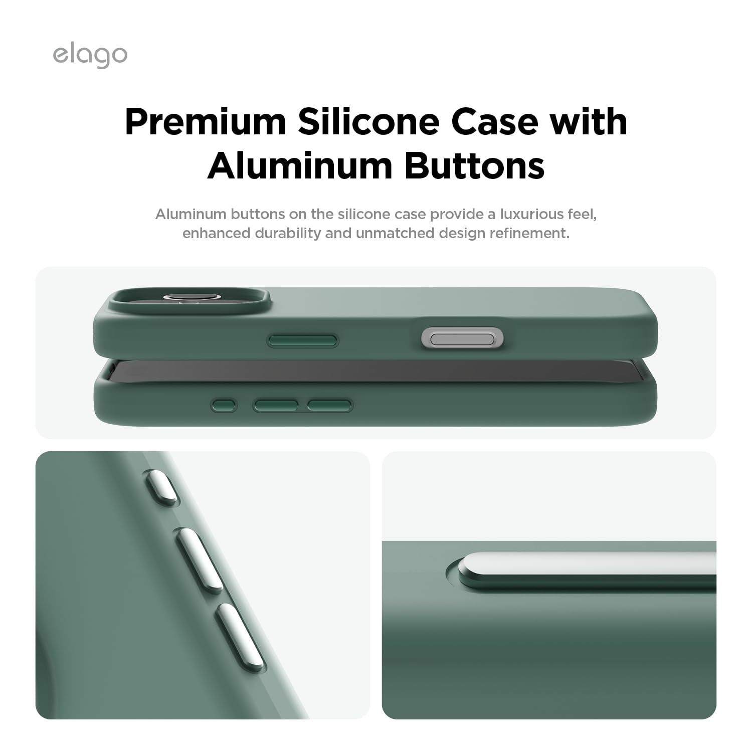 elago Magnetic Silicone Case Compatible with iPhone 16 Pro Case 6.3 Inch Compatible with All MagSafe Accessories - Built-in Magnets, Soft Grip Silicone, Shockproof [Midnight Green]