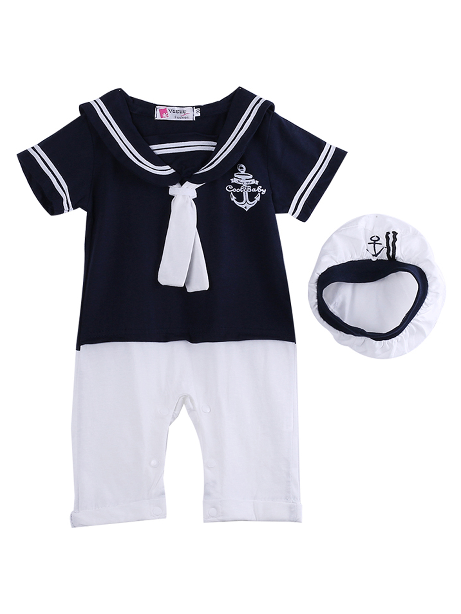 Peyakidsaa Newborn Baby Boy Sailor Suit Romper Playsuit Clothes Hat Peyakidsaa Newborn Baby Boy Sailor Suit Romper Playsuit Clothes Hat