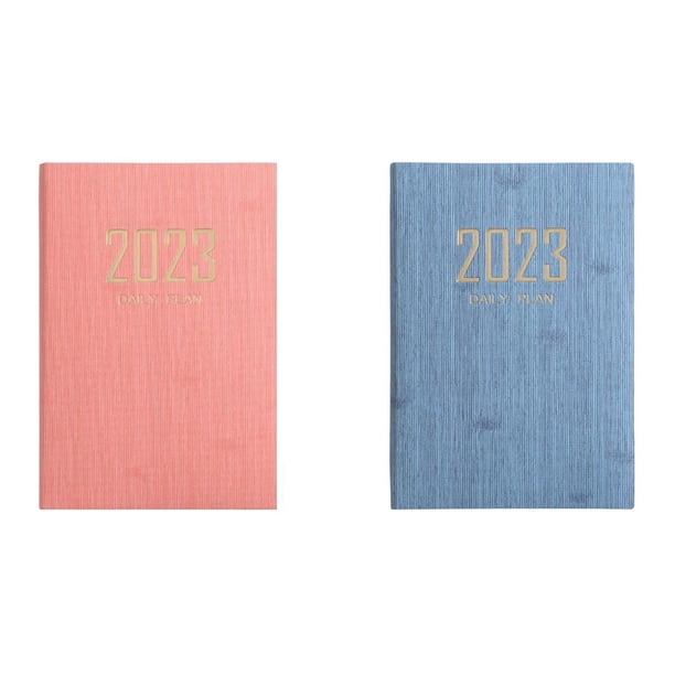 2x piezas Diario A5 Plan diario 2023 Gestión del tiempo Cuaderno académico Rosado azul Cola almohadillas para escribir cuadernos