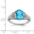 thumbnail image 2 of 925 Sterling Silver Rhodium Oval Blue Topaz and Diamond Ring Size 7, 2 of 6