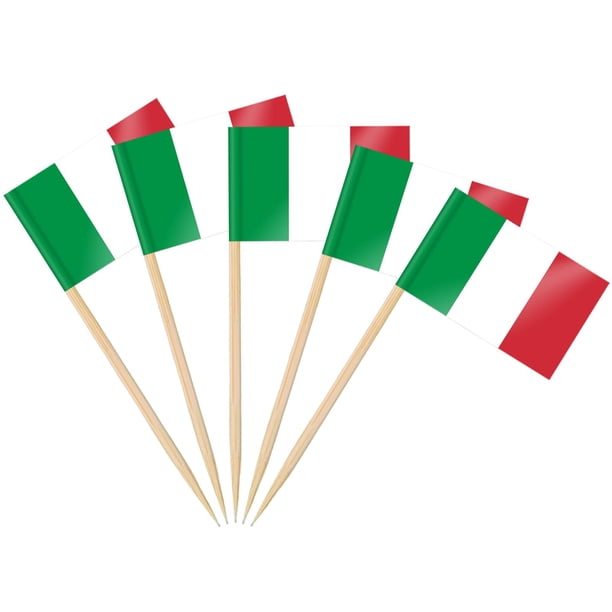 AhfuLife Palillos con bandera de Italia, 100 piezas, papel