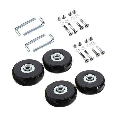 

4 Pieces Luggage Suitcase Wheels Replacement Flexible Repair Kits with Wrenches Universal Rubber Durable Parts 45x18mm