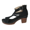 thumbnail image 6 of Dakaela Chunky Heeled Sandals for Women Cutout Open Toe Summer Shoes Dress Ankle Booties Black 6.5, 6 of 7