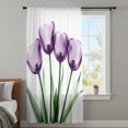 thumbnail image 4 of Purple Tulip Floral Sheer Curtains 108" Extra Long, Farmhouse Elegant Botanical Flowers Light Filering Curtains, Privacy Drapes Simi Floor to Veiling Curtain for Living Room Large Window Treatment, 4 of 9